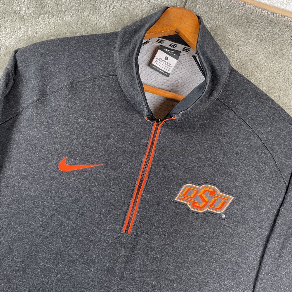 Nike Quarter Zip Pullover Mens XL Gray Oklahoma State University OSU 31186X-OC1